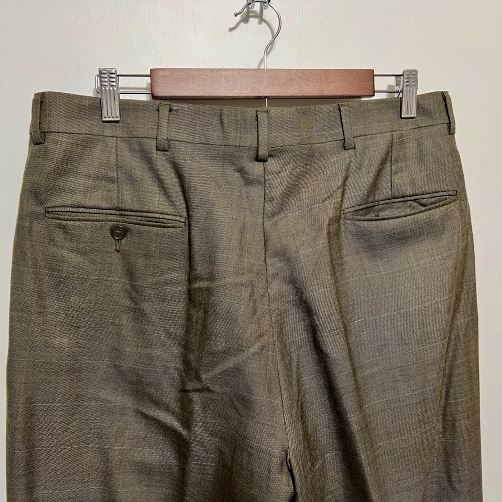 Austin Reed Mens Wool Suit 42L 34x30 2pc Jacket Pants Khaki Glen Check‎